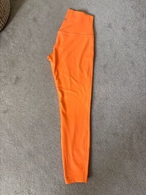 lululemon Align Leggings Neon Orange Double Lined 25” inseam